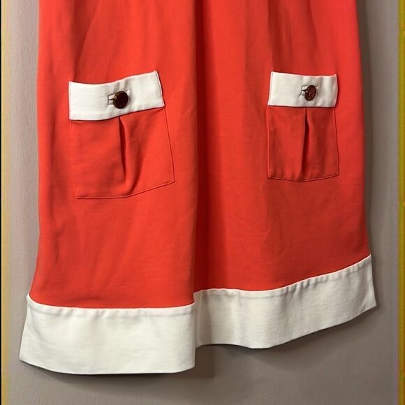 Lilly Pulitzer Coral Shift Dress with White Trim and Front Pockets - Size 2 - Picture 12 of 12